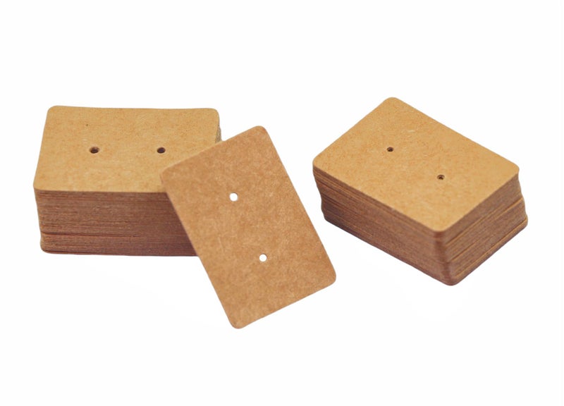 TIAMALL 300 PCS Earring Display Cards Kraft Paper Ear Tags Ear Stud Card (Brown) - Image 1